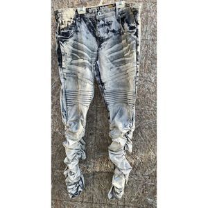 8ighth Dstrkt Mens 36X32 Bleached Elastic Leg Biker Fit Denim Cotton Jeans